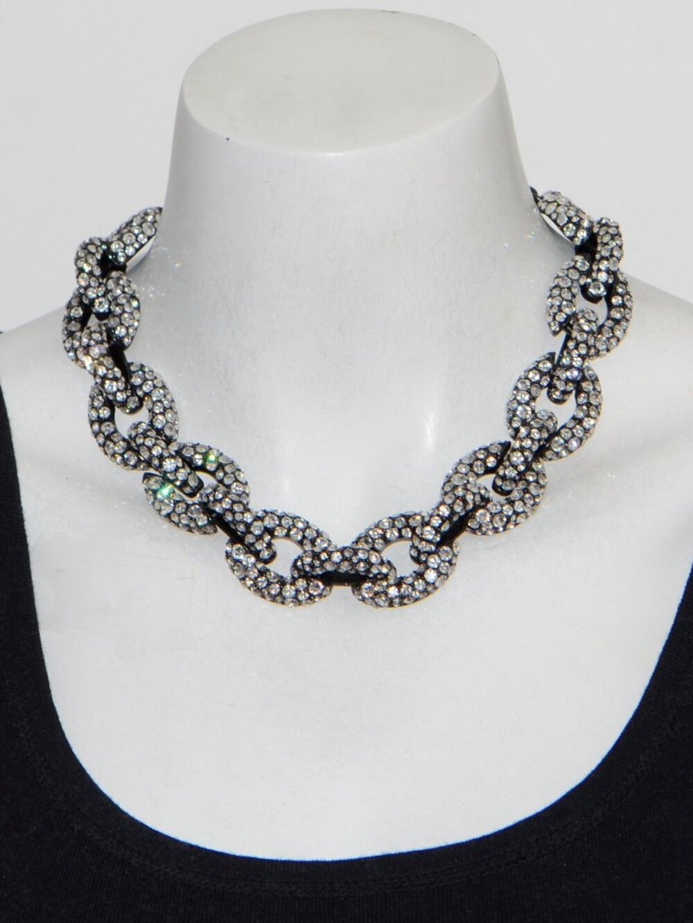 Oscar De La Renta Fortuna Crystal Chain Link Necklace